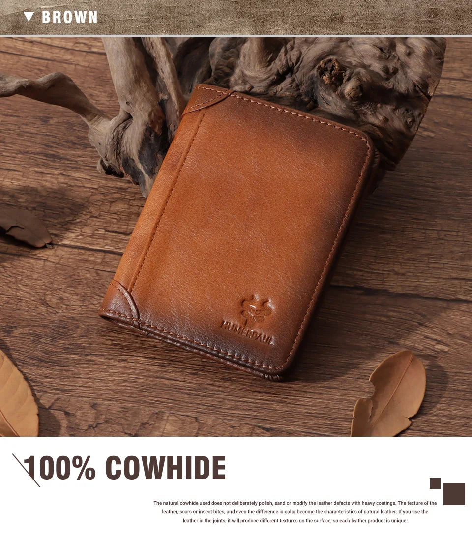 HUMERPAUL Slim Soft Real Leather Wallet for Men RFID Blocking Bifold Multi-card Card Holder ID Purse Male Thin Front Pocket