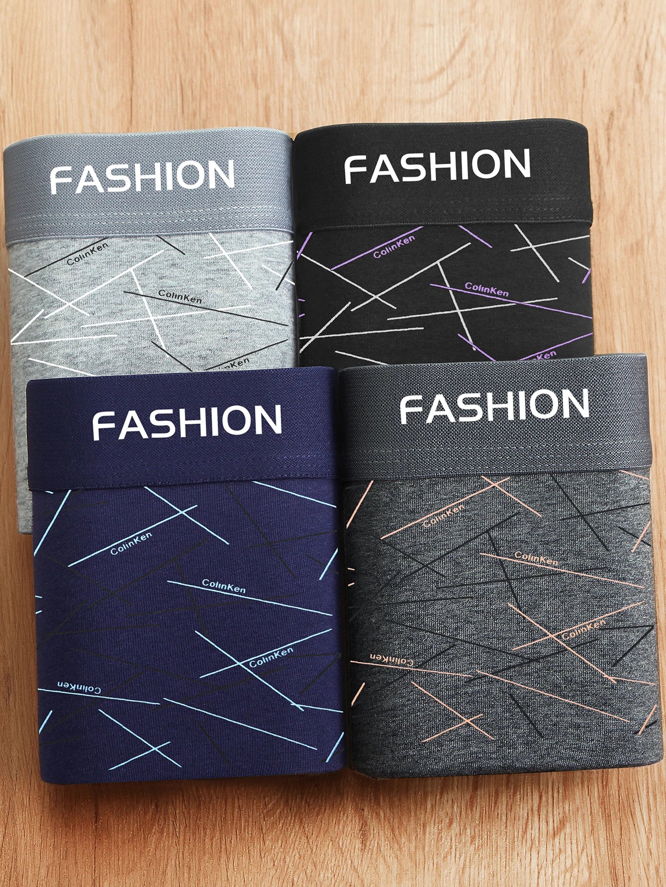 4 pieces of men's Underwear, fashionable trend high-stretch boxer shorts, breathable soft sports men's Underwear