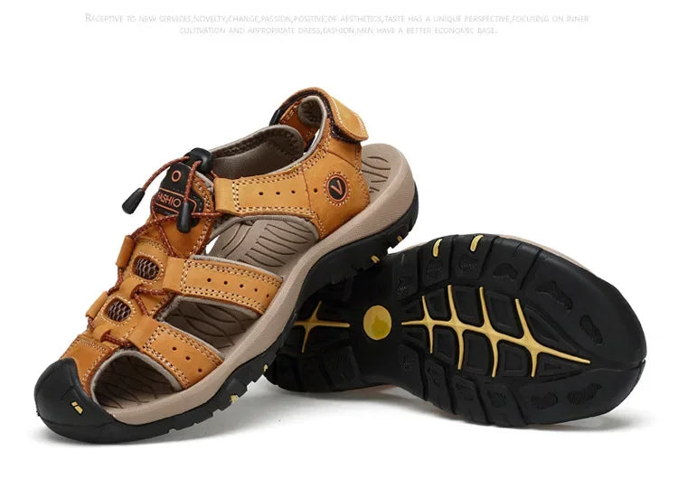 Sandals Summer New Men'sHollow Breathable Sandals Slippers Outdoor Baotou Beach Shoes Dad's Shoes Mens Shoes sandalias2024