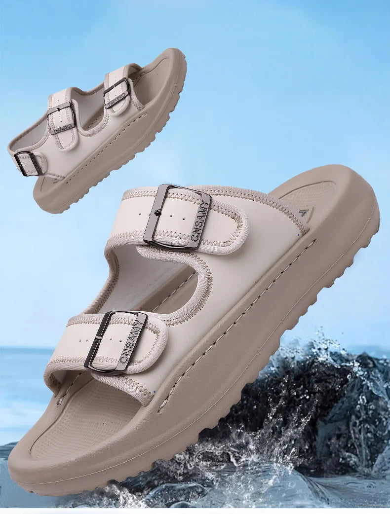 Men's Slippers 2025 Summer Breathable Outdoor Beach Sandals Non Slip Flip Flops New Flat Slippers High Quality Men's Shoes