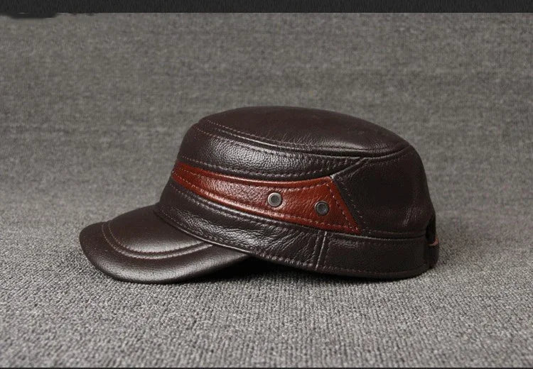 Adjustable Size Leather Baseball Cap Men's Winter Hat New Thicker Warm Cowhide Simple Fashion Male Bone Snapback Dad's Hats