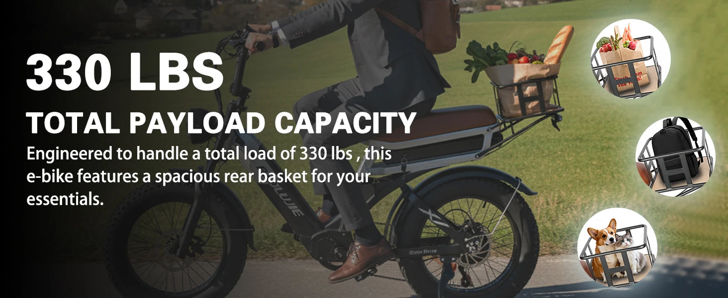 BAOLUJIE Peak 3000W/5000W Dual Motor Electric Bicycle  E-Bike for Adults，Electric Motorcycle 48V/52V Battery，Max Speed 38 MPH