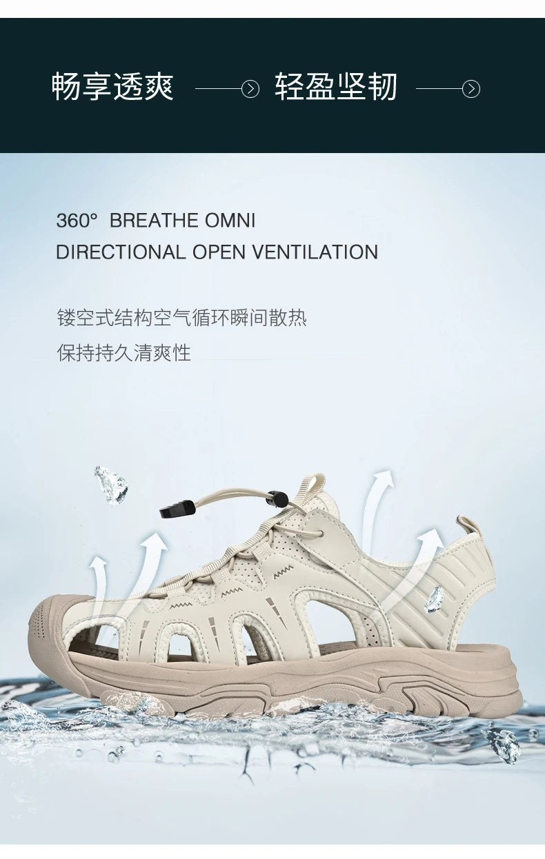 Jumpmore Fashion Men's Leather Sandals Summer Outdoor Hiking Shoes Size 38-45
