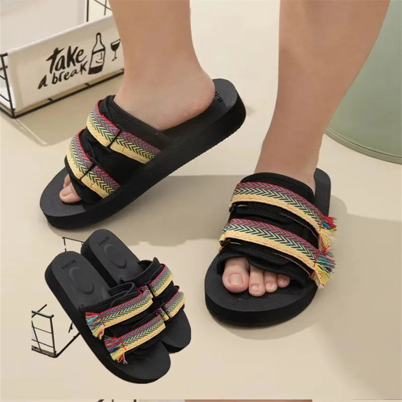 Men Casual Slippers Fashion Indoor Outdoor Beach Women White Sandals Increase Height Round Toe Non-Slip Unisex Zapatos Hombre