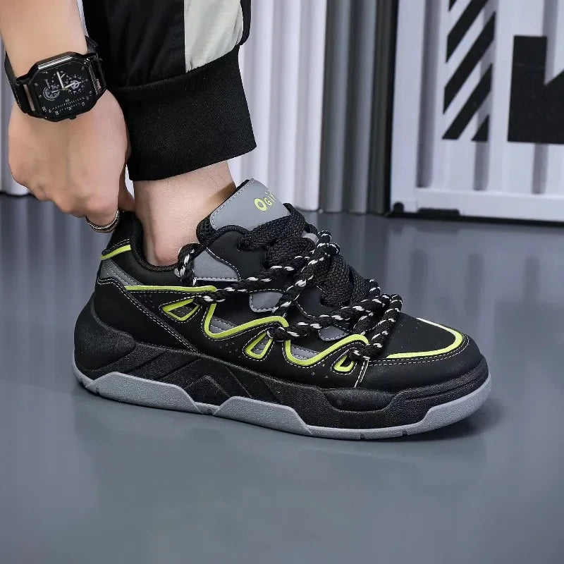 Shoes for Men Popular Versatile Sports Casual Board Shoes Personality Trend Men's Pu Leather Platform Sneakers Zapatillas Hombre