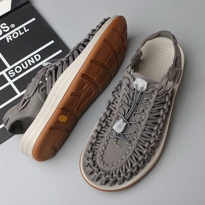 Men's braided casual outdoor sandals oversized sandals summer breathable oversized traceable shoes Roman sandals design Logo