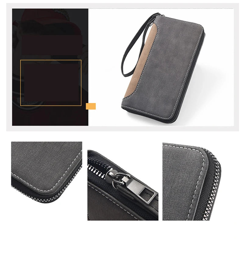 Men's Long Wallet Fashion Multiple Card Slots Card Holder Men Business Wallet Zipper Phone Pouch Coin Purse Change Card Bag