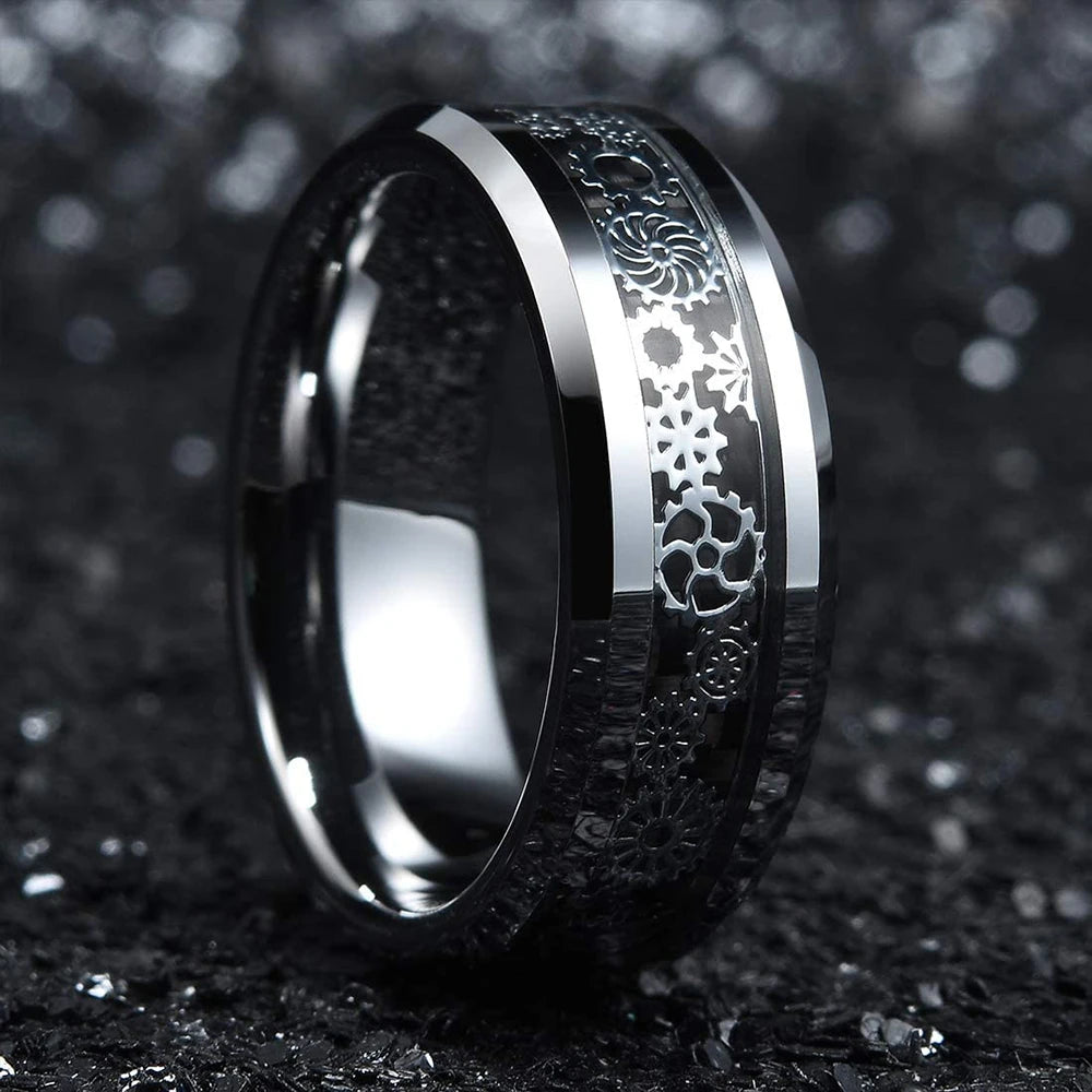 Fashion 8mm Green Color Titanium Stainless Steel Rings for Men Women Black Brushed Men Promise Rings Wedding Party Jewelry Gifts