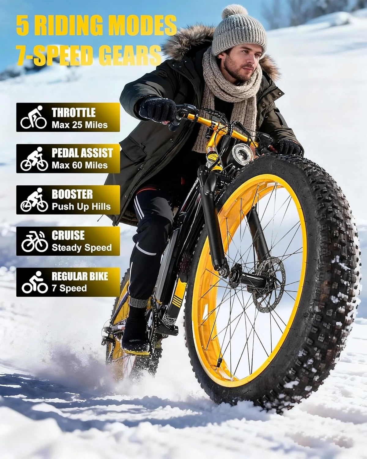 Electric Bike for Adults,1500W Peak Motor E Bikes, 26" Fat Tire Electric Bicycle, 30/33 MPH 60/70 Miles Electric, Customized