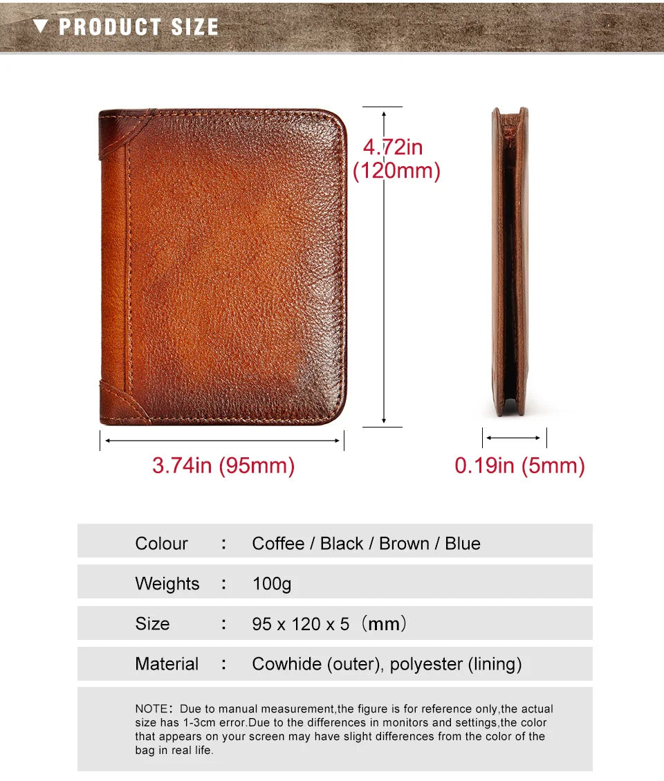 HUMERPAUL Slim Soft Real Leather Wallet for Men RFID Blocking Bifold Multi-card Card Holder ID Purse Male Thin Front Pocket
