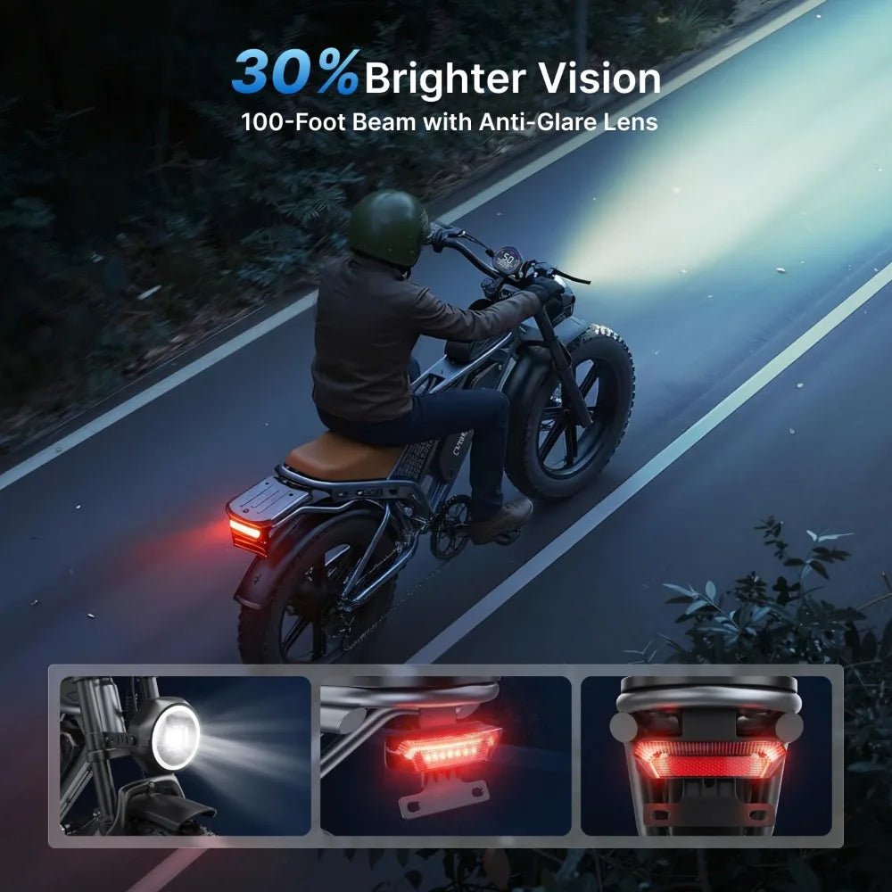 QS7 Electric Bike for Adults, 2000W Peak Power 28MPH E-Bike, 48V 20Ah/35Ah/60Ah Battery Options, 35–180 Mile Range,Customized