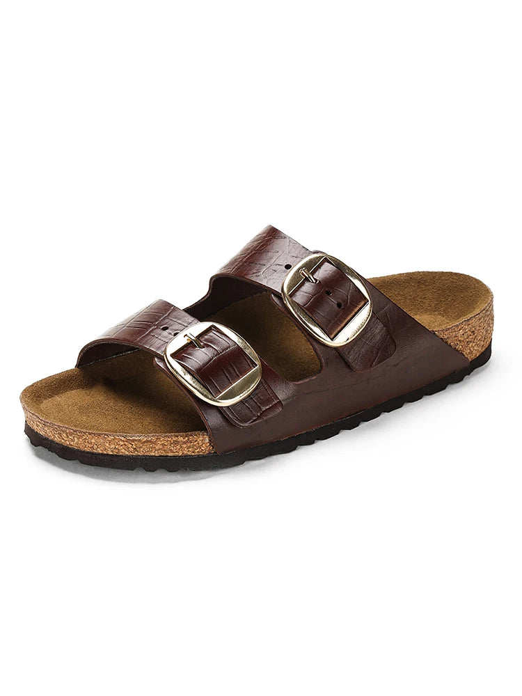 Couple's New Genuine Leather Slippers Summer Men's and Women's Water Beach Shoes Casual Sports Sandals Non slip Breathable Shoes