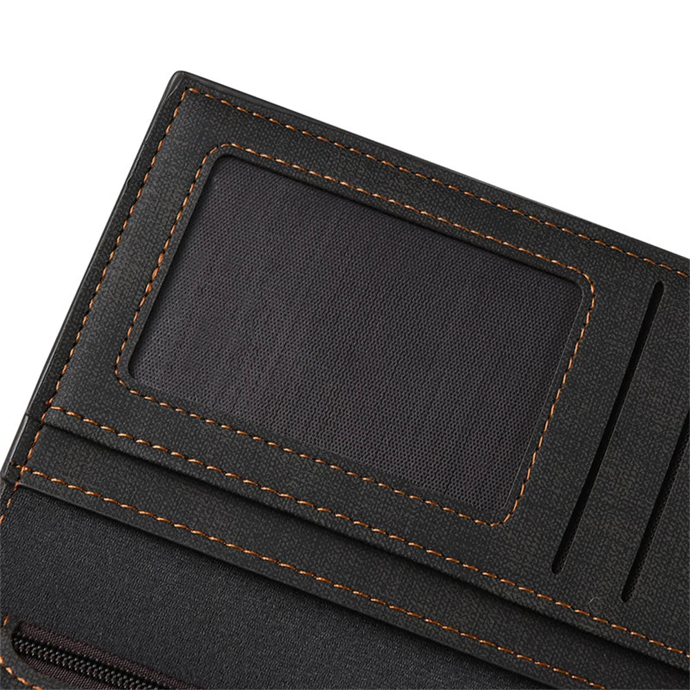 Men's Long Wallet Driver's Licence ID Wallet Card Case Leather Business Wallet Large Capacity Money Clip Simple Card Holder