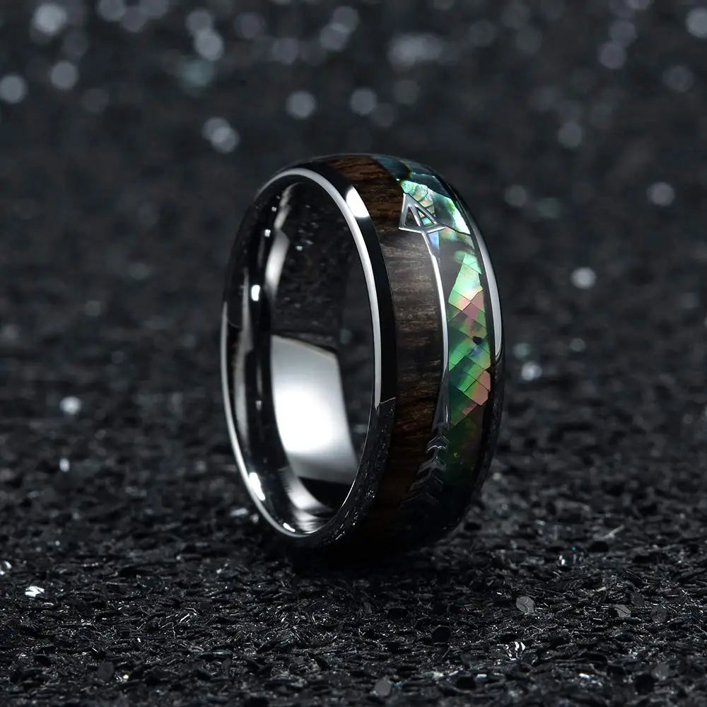 Fashion Viking Tree Of Life Stainless Steel Abalone Shell Rings For Men Odin Norse Viking Rune Rings Retro Amulet Jewelry Gift