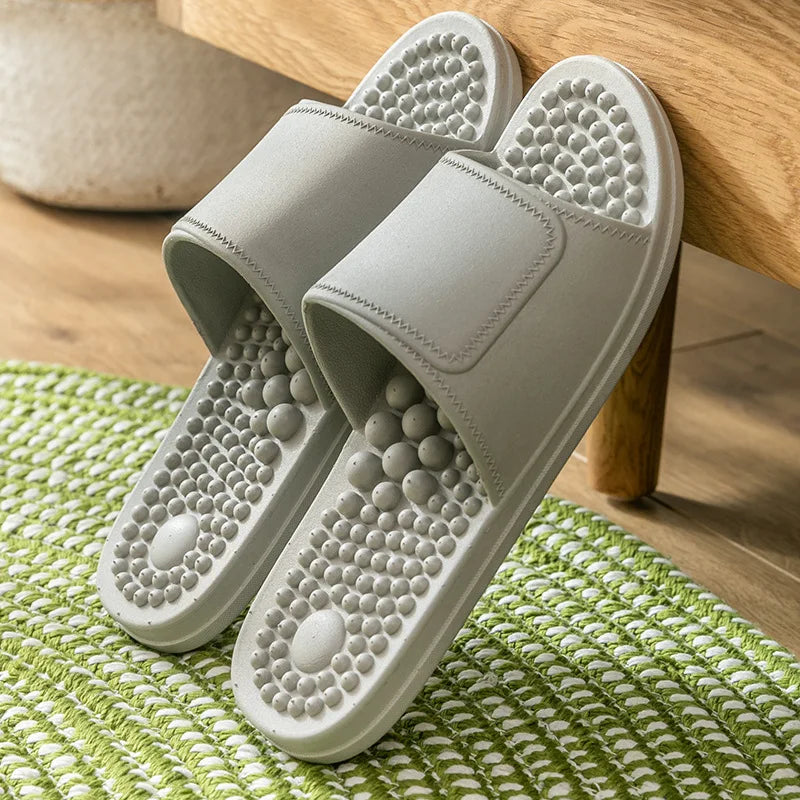 Women Men Foot Massage Slippers Indoor Bathroom Non-slip Soft Slides Comfort Flats Couples Home Relief Feet Health Care Shoes