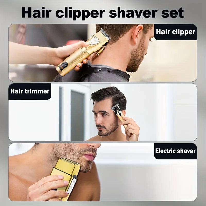 Professional hair clipper,men's hair clipper, beard hair clipper set, cordless electric shaver, men's shaver, hair clipper, T-