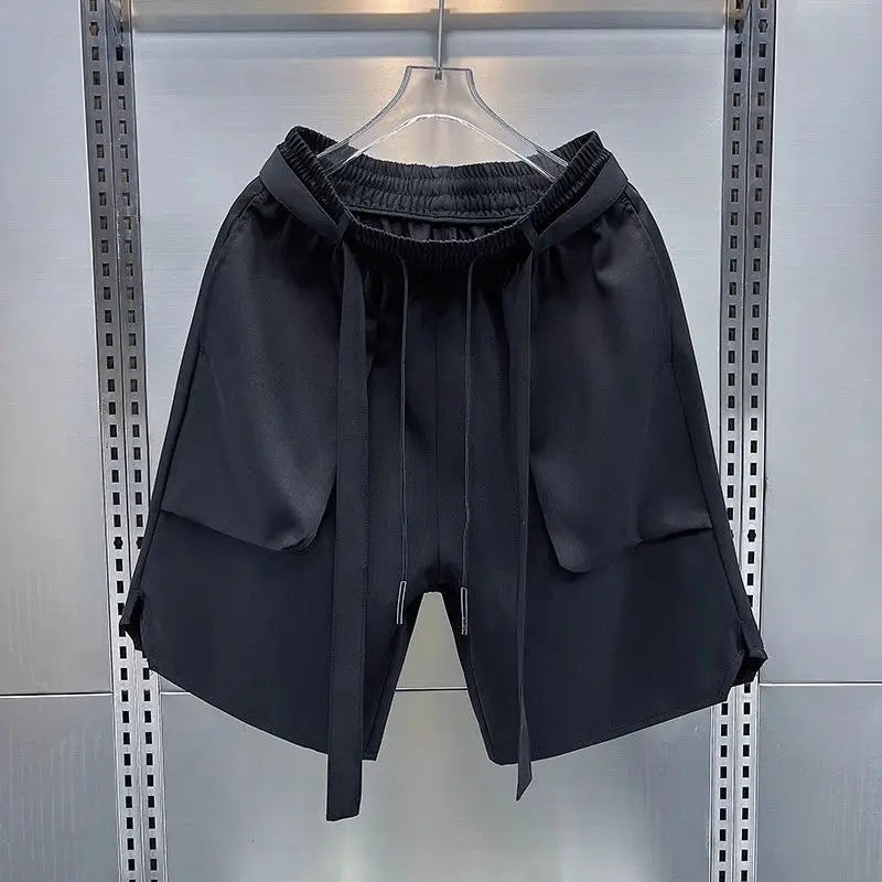 Summer New Shorts Men Thin Casual Loose Tooling Five-point Pants Solid Pocket Pantalones Cortos Hombre Elastic Waist Sweatpants