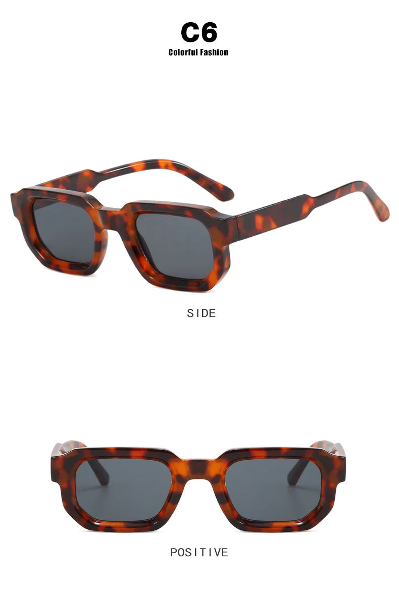 Men Vintage Rectangle Frame Sunglasses Fashion Retro Sun Glasses Luxury Brand Design UV400 Shades Eyewear Women Goggles