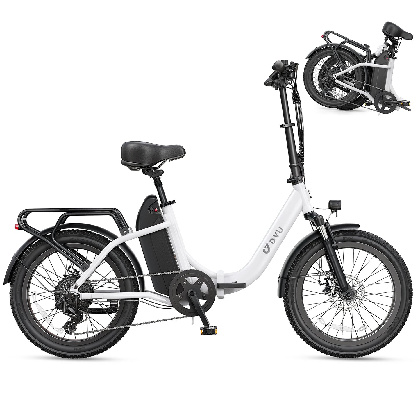 DYU C9 Electric Bicycle Peak 1000W Motor 48V15.6AH Lithium Battery Electric Bike Hydraulic Brake 20*3.0 Inch Fat Tire E-bike
