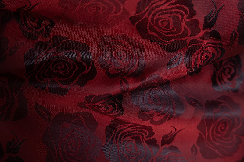 Shirt Men Fashion Gentleman Business Casual Slim Fit British Style Solid Color Button Rose Print Button Shirt Dress Shirt