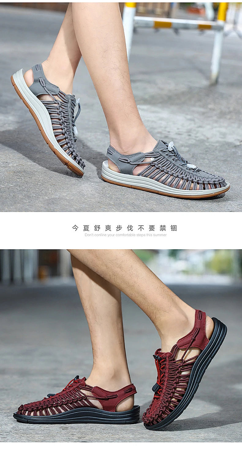 Men's braided casual outdoor sandals oversized sandals summer breathable oversized traceable shoes Roman sandals design Logo