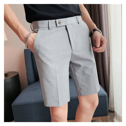 Suit Shorts Summer Men's Pants Straight-leg Casual Handsome Small Trousers Versatile Five-quarter Pants Loose Causal Chic Pants