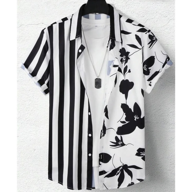 Fashion Shirt for Men 3d Ink Painting Prints Men'S Clothing Daily Casual Short Sleeve Beach Party Sweatshirt Street Hawaii Shirt