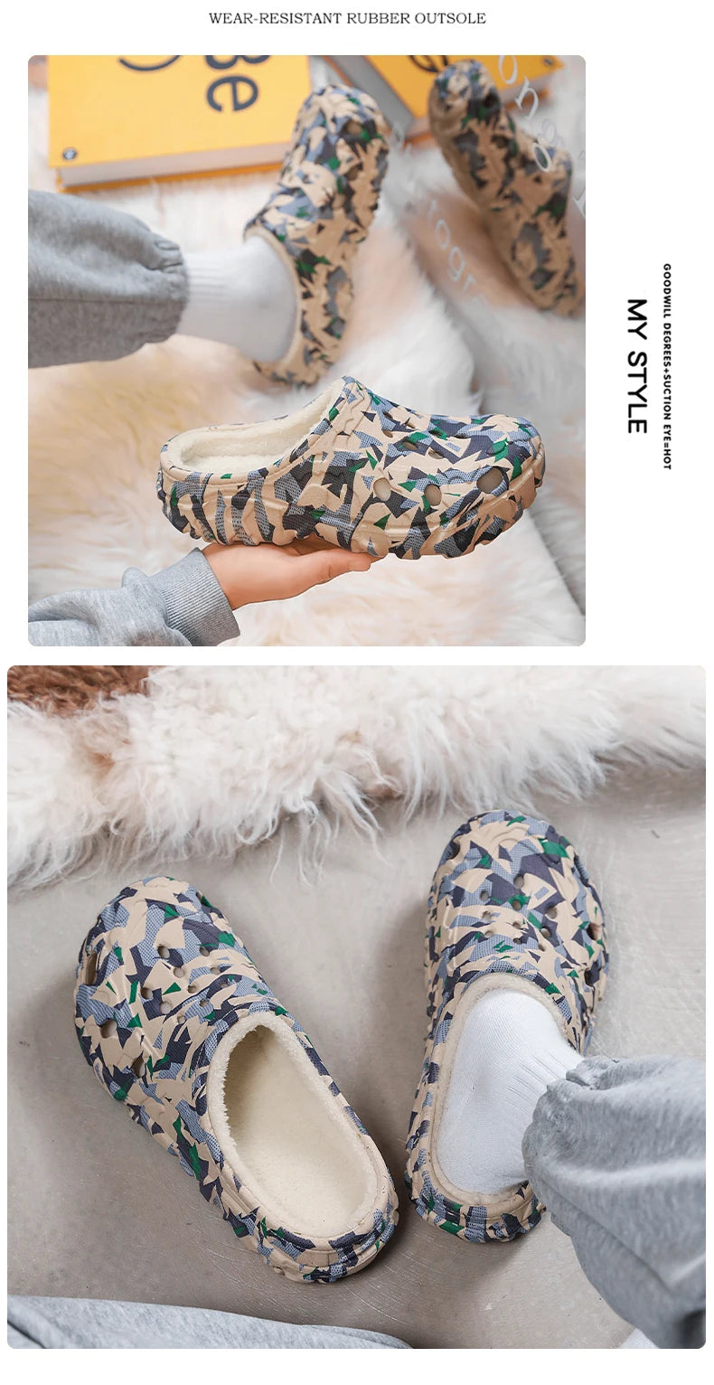 New Men Winter Slippers Indoor Comfortable Warm Slippers Summer Removable Sandals Men Casual Non Slip Plush Fur Slippers for Men