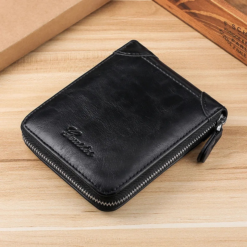 Men's Leather Wallet Casual Zipper Wallets Card Holder Male Synthetic PU Purse Coin Purse Personalized Wallet Men Leather