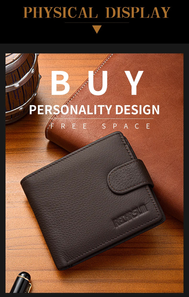 Genuine leather Men's Wallet Classic Style Short Multi-Card Wallet Coin Pocket Wallet High-End Minimalist wallet for Men
