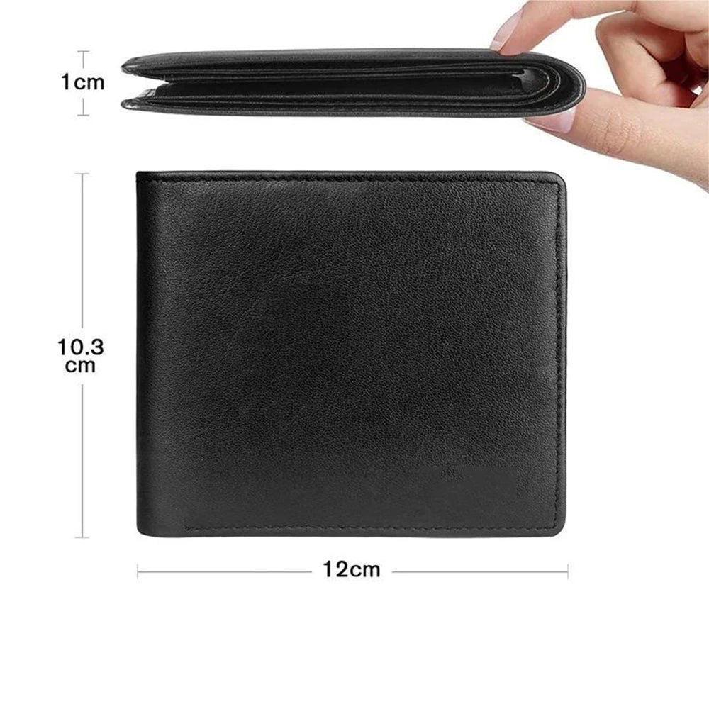 Customized name 100% genuine cowhide leather wallet, RFID barrier ultra-thin three-in-one men's wallet, anti-theft wallet
