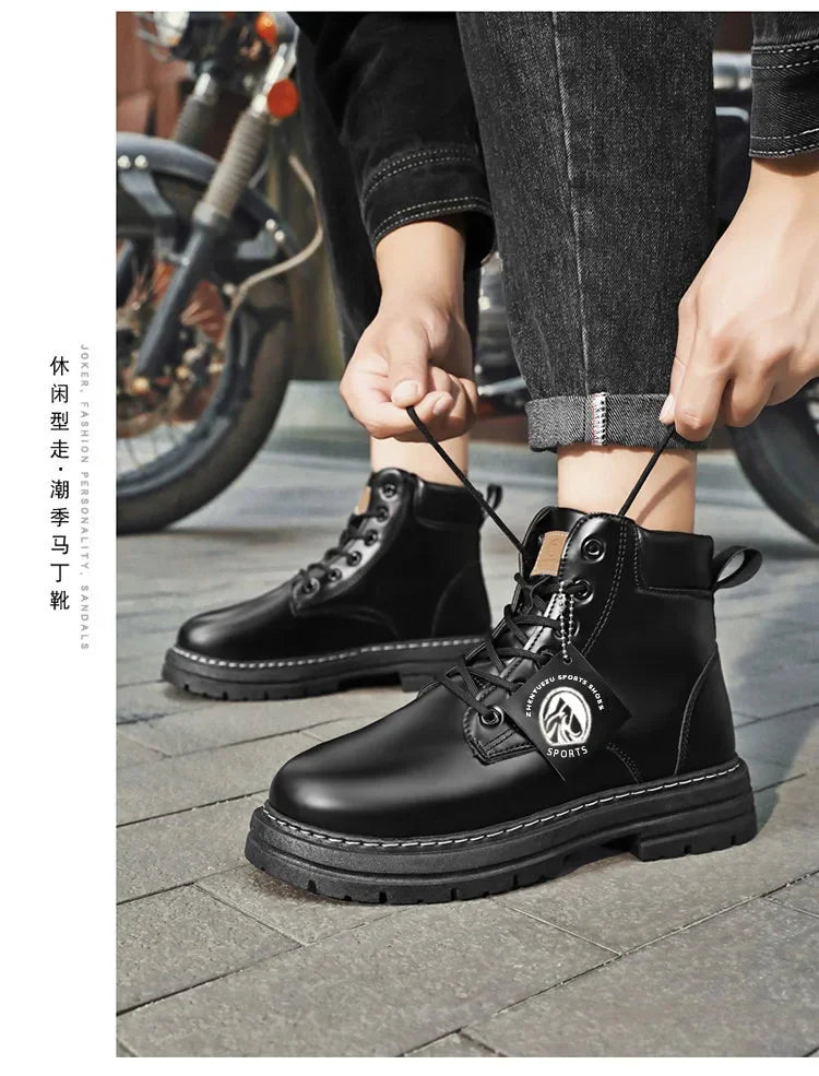 Men's Footwear Resistant Waterproof High-top Motorcycle Boots Soft Bottom Work Clothes Anti-slip Yellow Boots Men Cowboy Boots