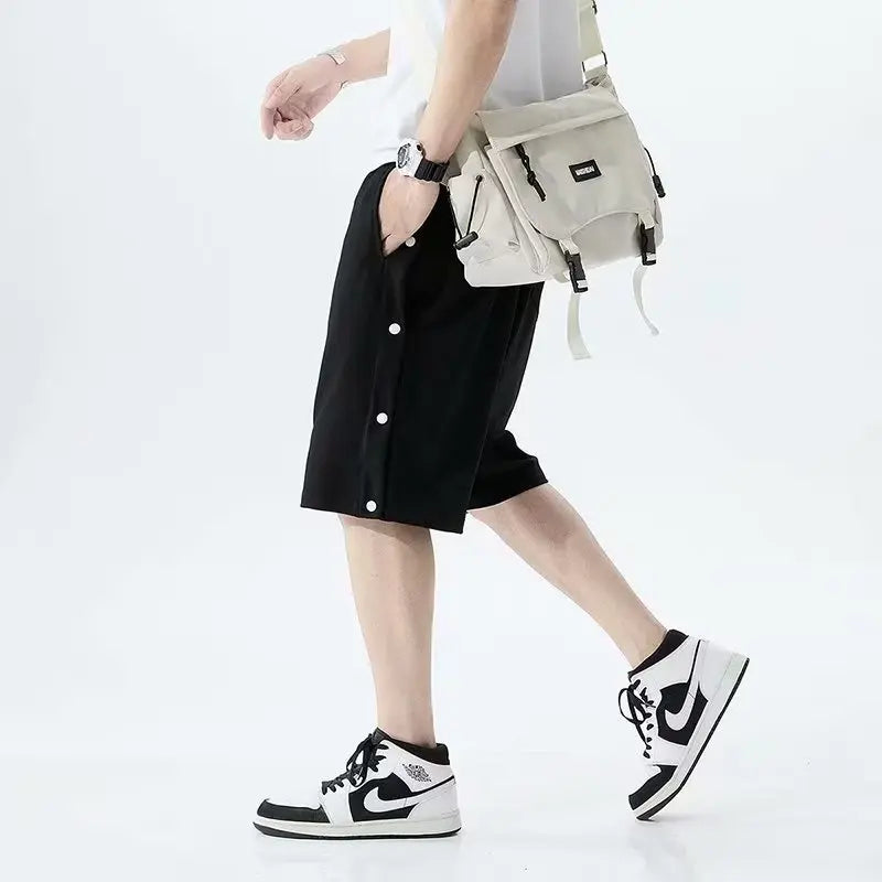 Fully Open-breasted Shorts for Men in Summer Korean Style, Wear Loose Casual Couples Sports 5-point Pants