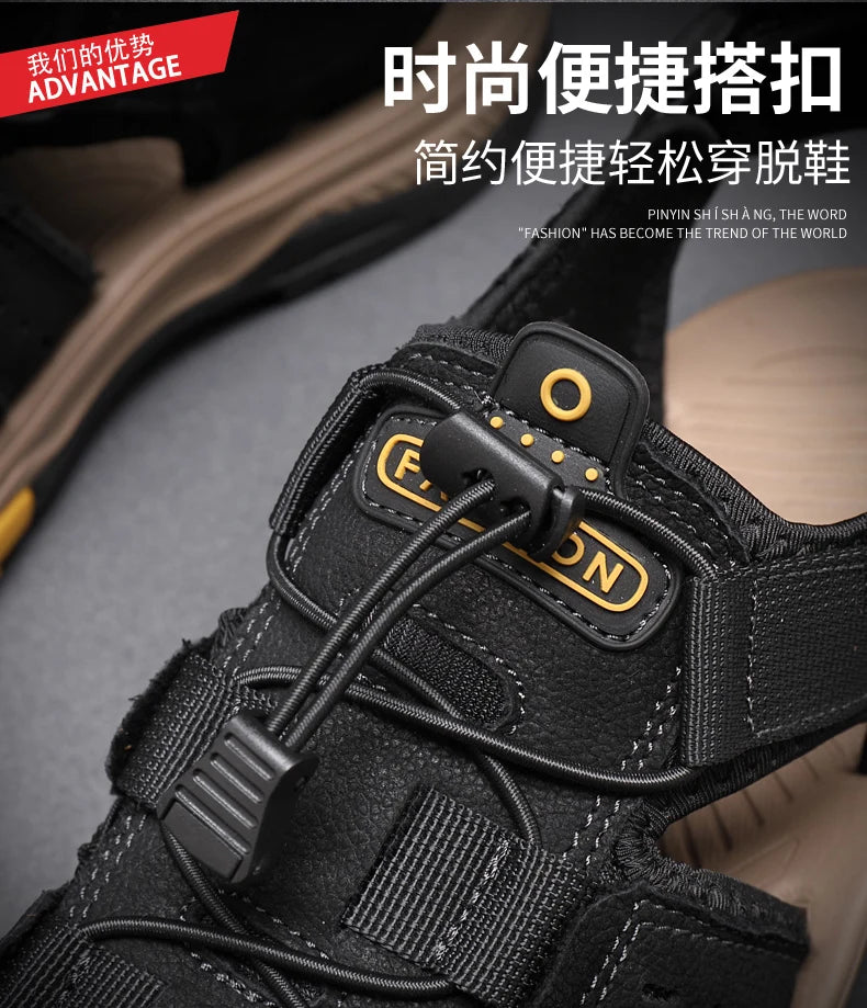 Summer Men Sandals Genuine Leather Mens Casual Shoes Outdoor Men Leather Sandals for Men Beach Shoes Roman mens Shoes