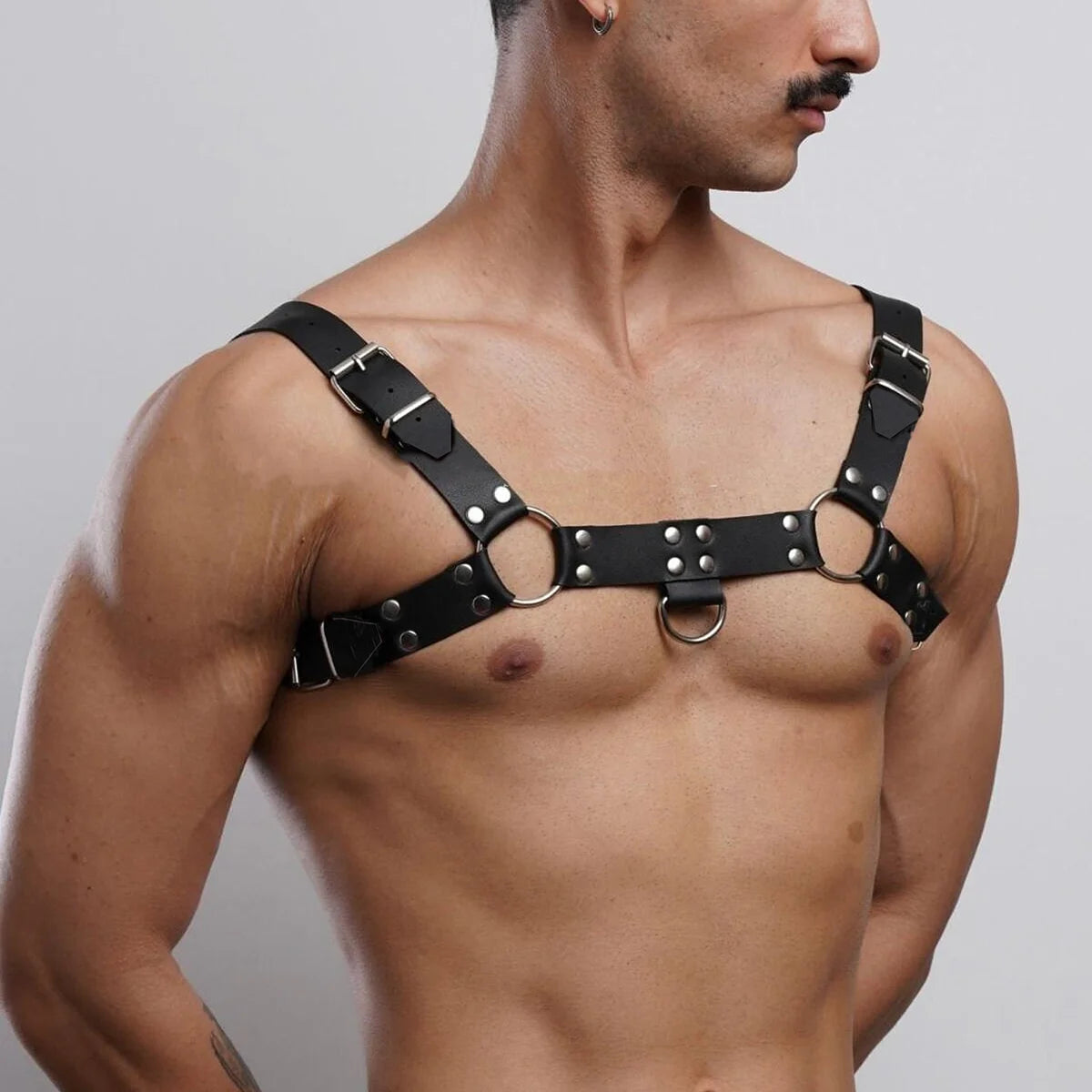 Leather Men Harness Belts with Buckle Fetish Gay Sex Bondage Belts Punk Gothic Chest Body Harness Straps Sexual Male Lingerie