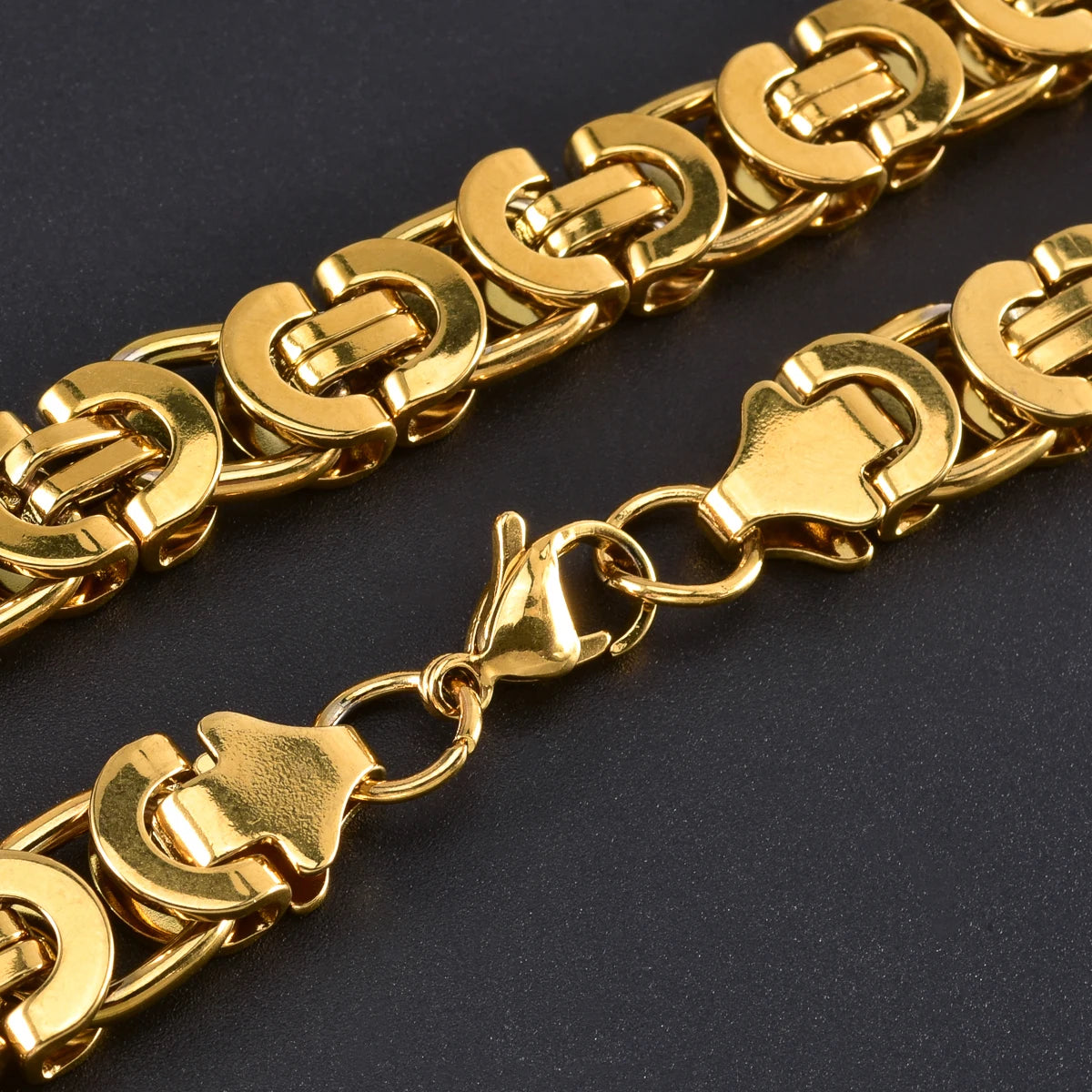 Vintage Gold Plated Chain Necklace Women Retro Victorian Gothic Stainless Steel Link Elegant Jewelry Gift Her Valentines Day