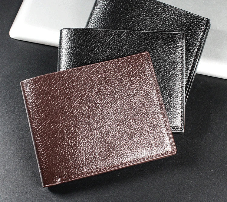 New Men's Wallet Genuine Leather Men Wallets Premium Product Real Cowhide Wallets for Man Short Black Walet Portefeuille Homme