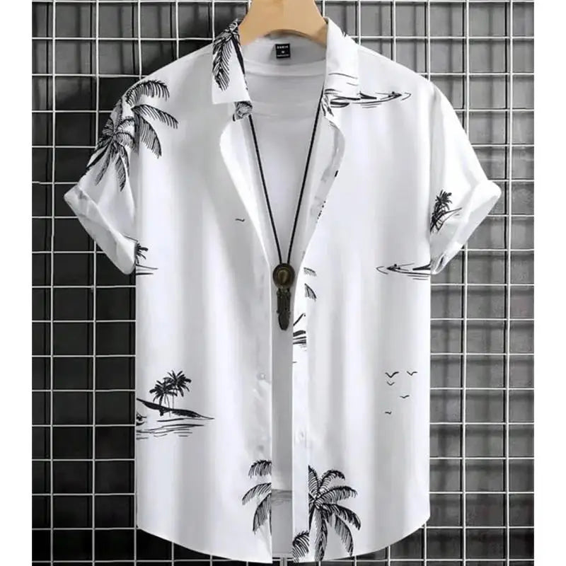 Fashion Shirt for Men 3d Ink Painting Prints Men'S Clothing Daily Casual Short Sleeve Beach Party Sweatshirt Street Hawaii Shirt