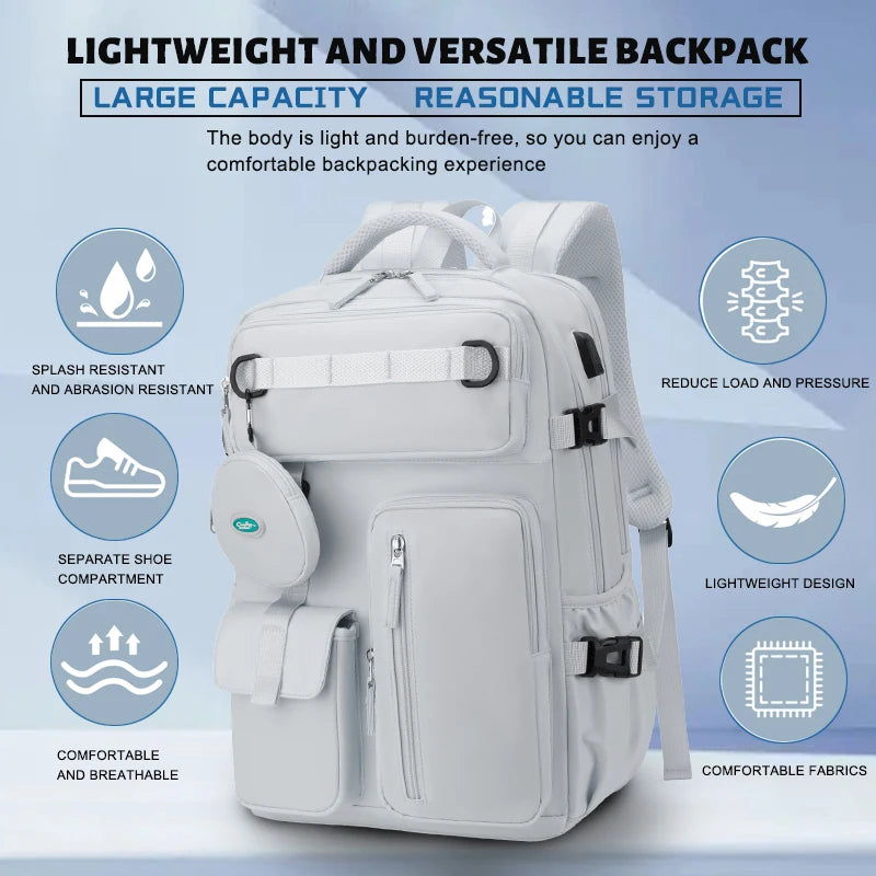 Fashionable large capacity multi pocket multifunctional outdoor travel backpack, handbag hiking bag suit