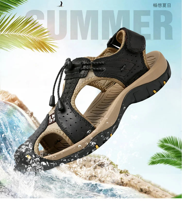 Summer Hiking Sandals for Men Quick Dry Outdoor Trail Walking Closed Toe Water Sandals Casual Lightweight Summer Beach Shoes