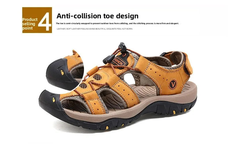 Men Sandals Summer New Large Size Outdoor Casual Beach Shoes Anti Slip Durable Breathable Toe Cover Sandals244