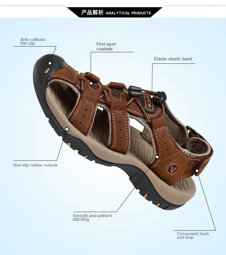 Sandals Summer New Men'sHollow Breathable Sandals Slippers Outdoor Baotou Beach Shoes Dad's Shoes Mens Shoes sandalias2024