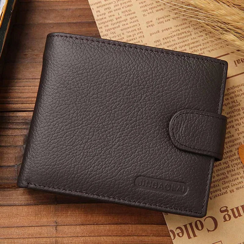 Genuine Leather Men Wallets Cow Leather Solid Sample Style Zipper Purse Man Card Horders Famous Brand High Quality Male Wallet