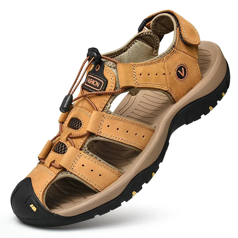 Men's Sandals Leather Casual Shoes for Men Outdoor Leather Sandals for Men Men's Beach Shoes Roman Sandals Large Sizes