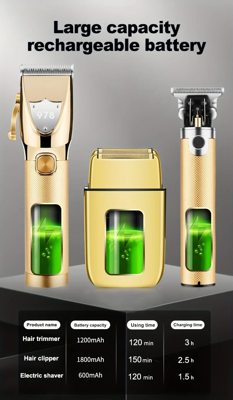 Professional hair clipper,men's hair clipper, beard hair clipper set, cordless electric shaver, men's shaver, hair clipper, T-