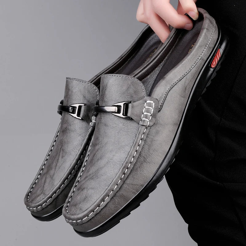 Men Casual Summer Shoes Hollow Out Men's Driving Shoes High Quality Male Business Shoes Half Slippers Genuine Leather Loafers