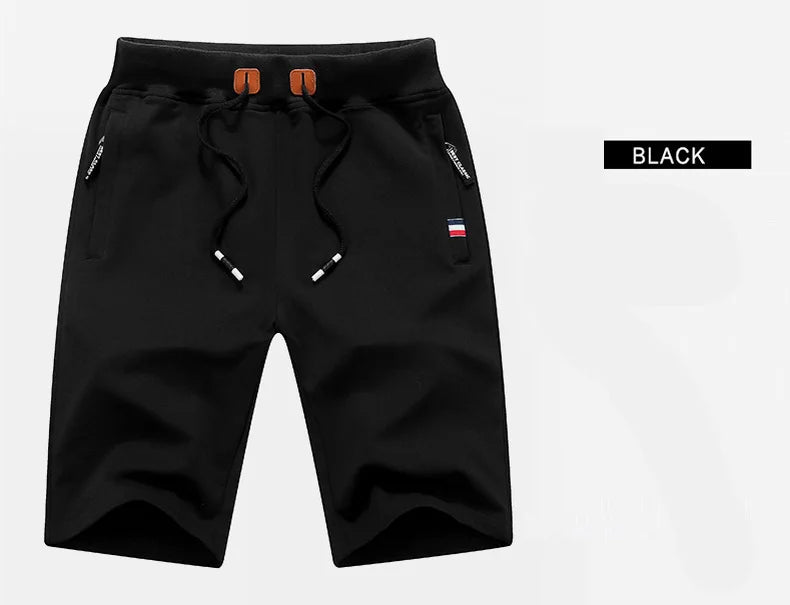 Shorts Men Cotton Casual Sports Men's Solid Shorts Drawstring Bermudas Elastic Waist Beach Short Pants Cool Summer New Fashion