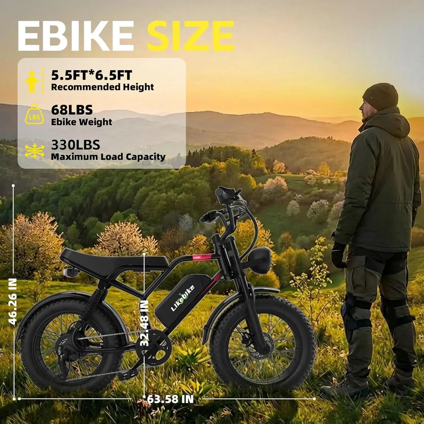 3000W Fat Tire Electric Mountain Bike 40MPH 48V Removable Battery 7-Speed Full Suspension Offroad Adult, Custom