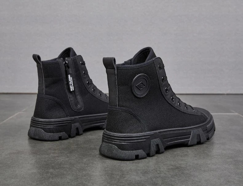 Men's High Cut Boots Warm Winter Lace Up with Fur Outdoor Hiking Male Shoes Platform Retro Original Deals Comfortable Offer Sale