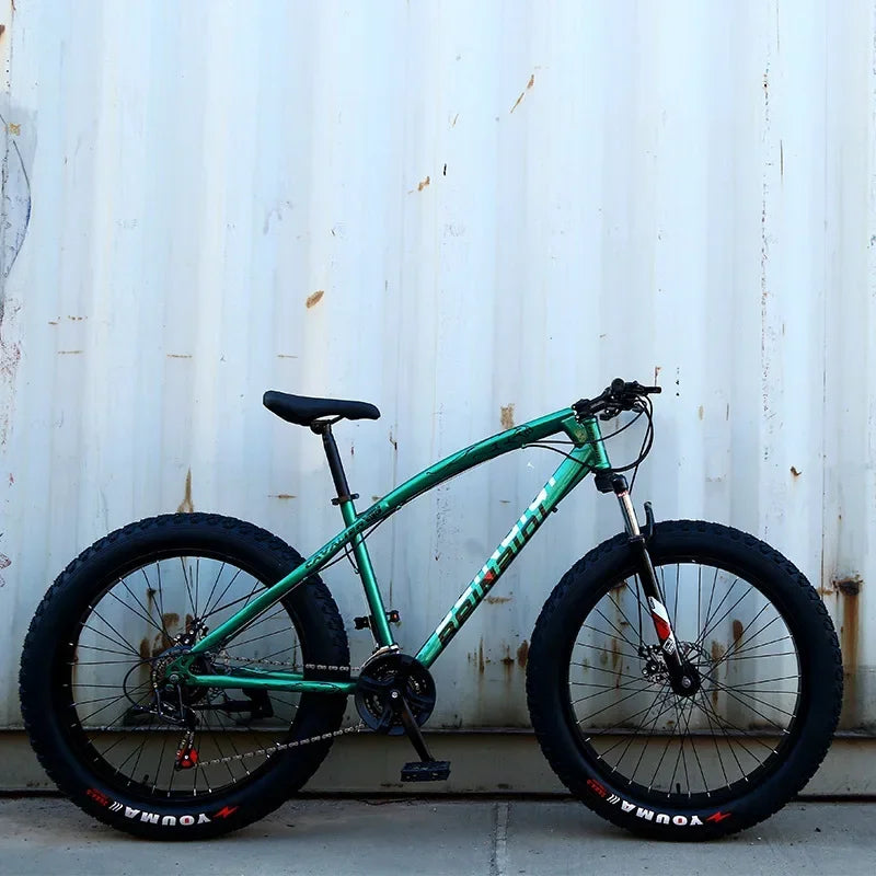 AAFor Leopard 26 Inch 7 Gear Shock Big Tyre Double Disc Brake Snowmobiles Mountain Bike Fat Tyres Beach Bicycle